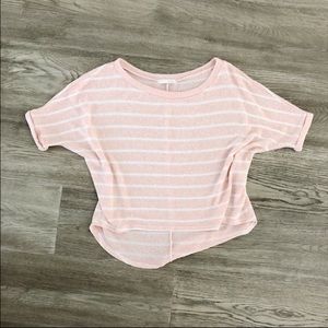 Lush Pink White Stripe Knitted Crop Top
